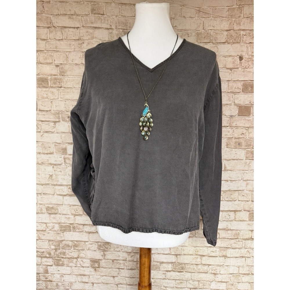 Vintage‎ Kiko Comfortable Clothing Lagenlook Artsy Gray Top Shirt OSFA